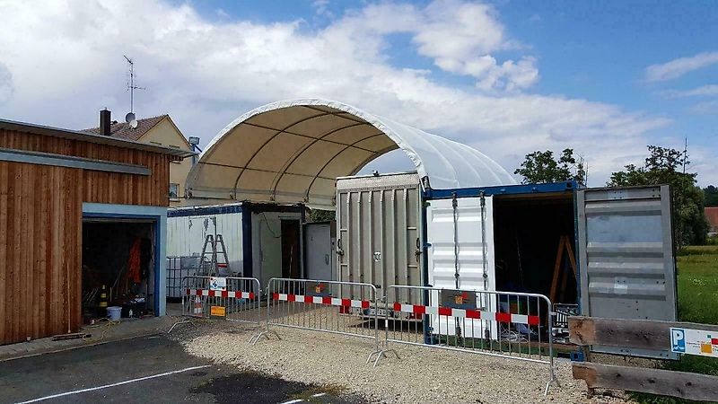 Toolport GmbH Container Überdachung 6x6m Zelthalle Lagerzelt Containerzelt